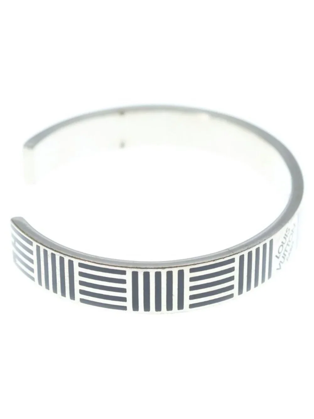 Louis Vuitton Damier Color Bracelet Silver Black Metal
